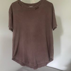 Aerie Mauve Distressed Oversized T Shirt